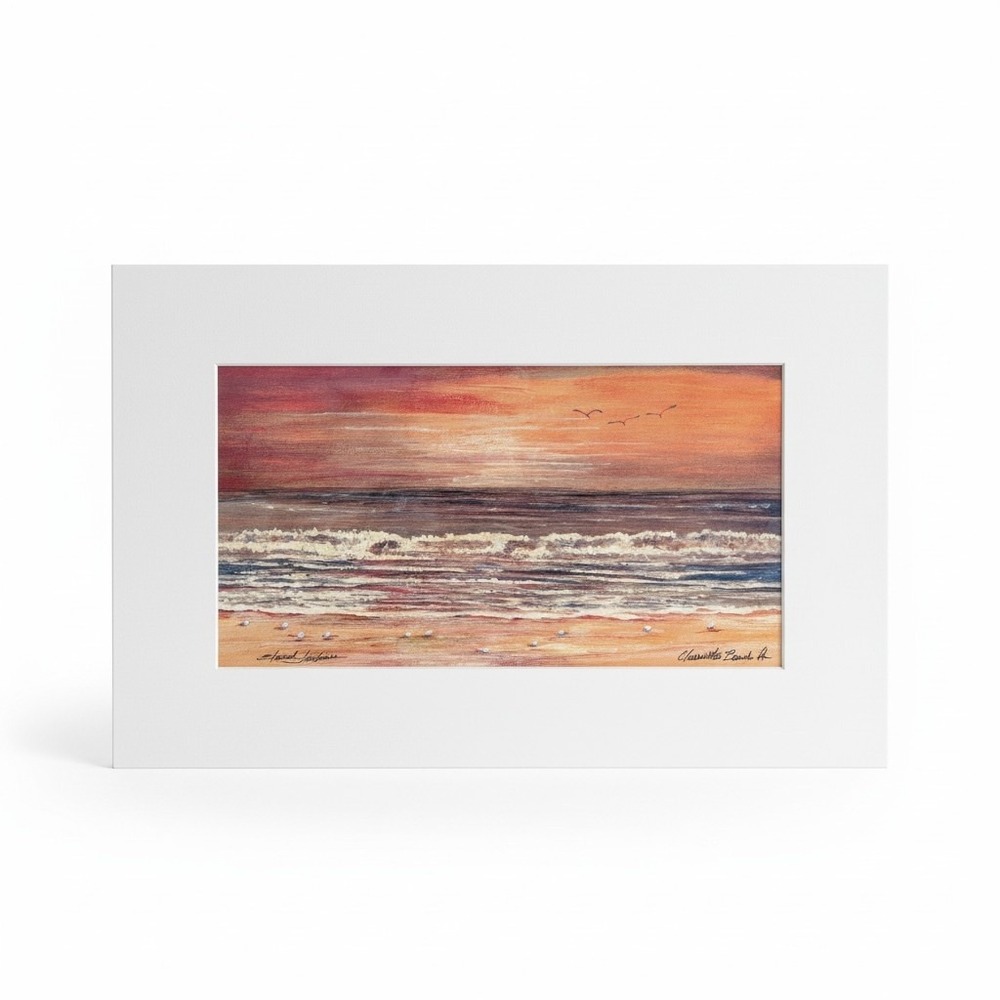 Clearwater Beach FL Landscape At Sunset Art Print Edmond Frechmann Signed Matted